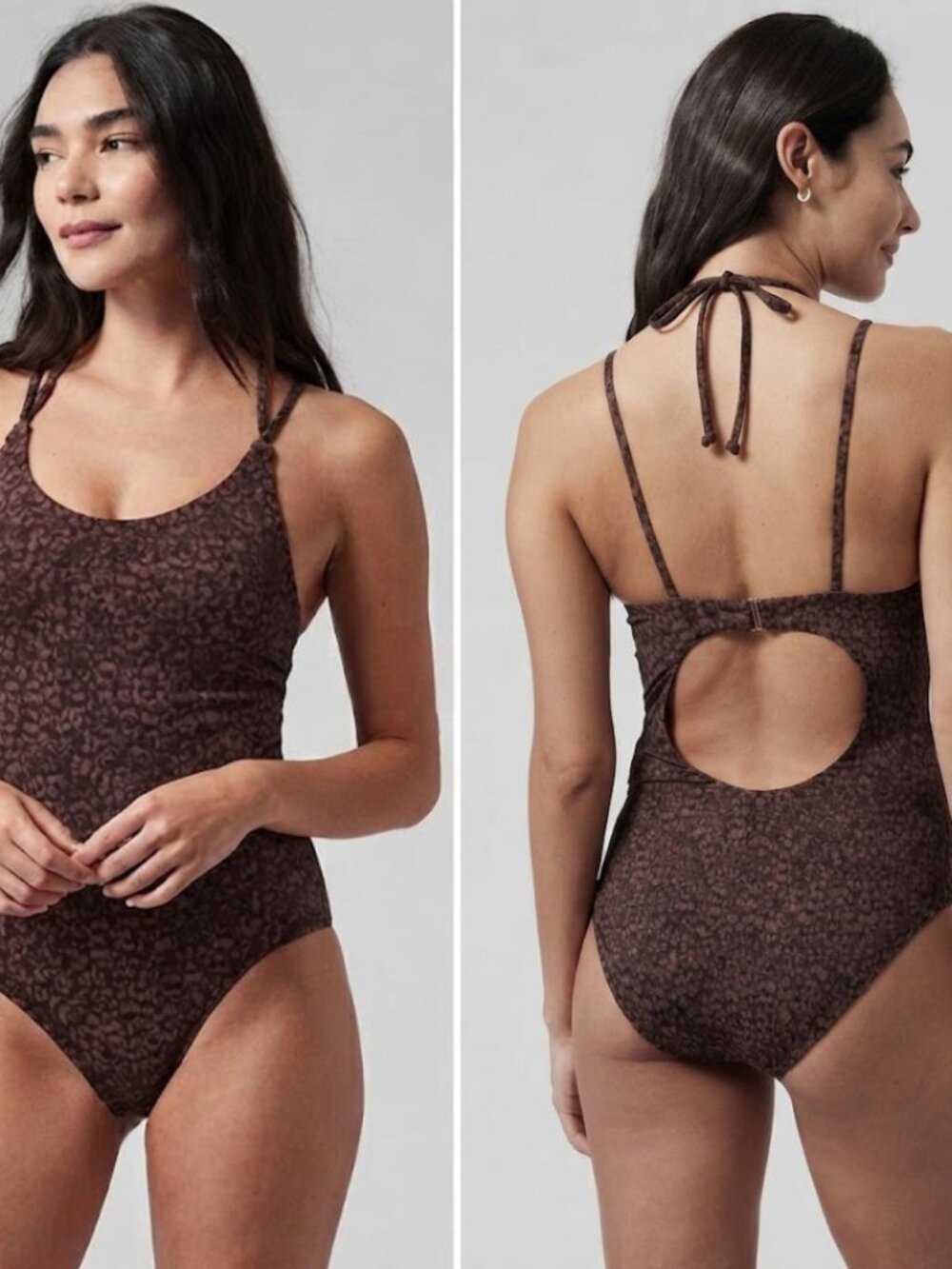 Athleta - Keyhole One-Piece Swimsuit 657733 | Camo Flora Decadent Chocolate | XS